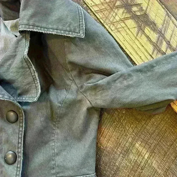 ALICE & OLIVIA Dark Gray Canvas Long Button Up Industrial Pea Coat Women Small - Picture 14 of 16